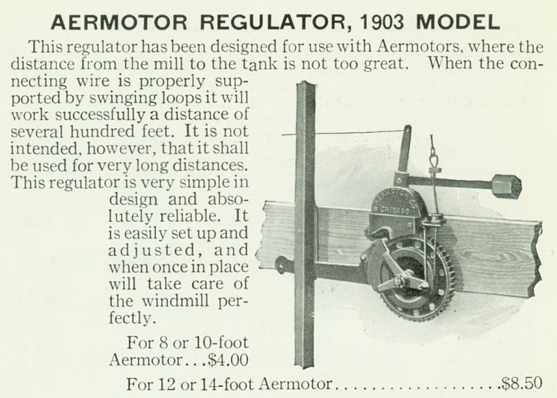 diagram of an Aermotor Regulator from a company catalogue