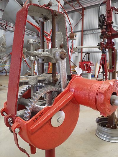  Alston 1927 enclosed double geared windmill head casing on display at Morawa museum