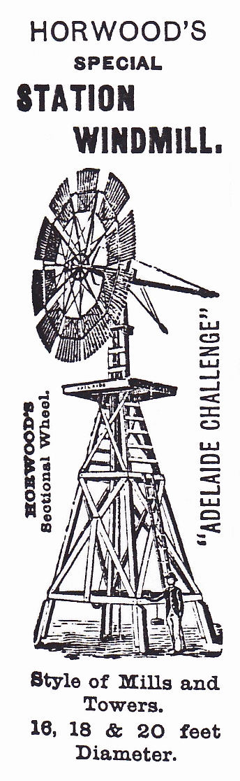 1895 advert for the Horwood Adelaide Challenge windmill