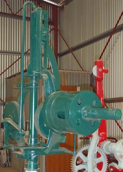 gearbox and head of the Imperial windmill on display at the Morawa Museum.