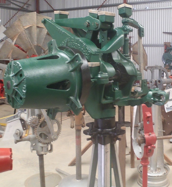  Restored Samson Irrigator open gear head 8 & 9ft model on display at the Morawa Museum