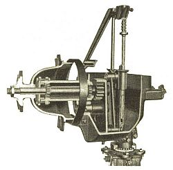 cutaway sketch of Stover Oil Rite windmill gearbox