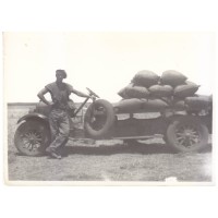 Bagged wheat loaded on a truck at Yongarloo farm