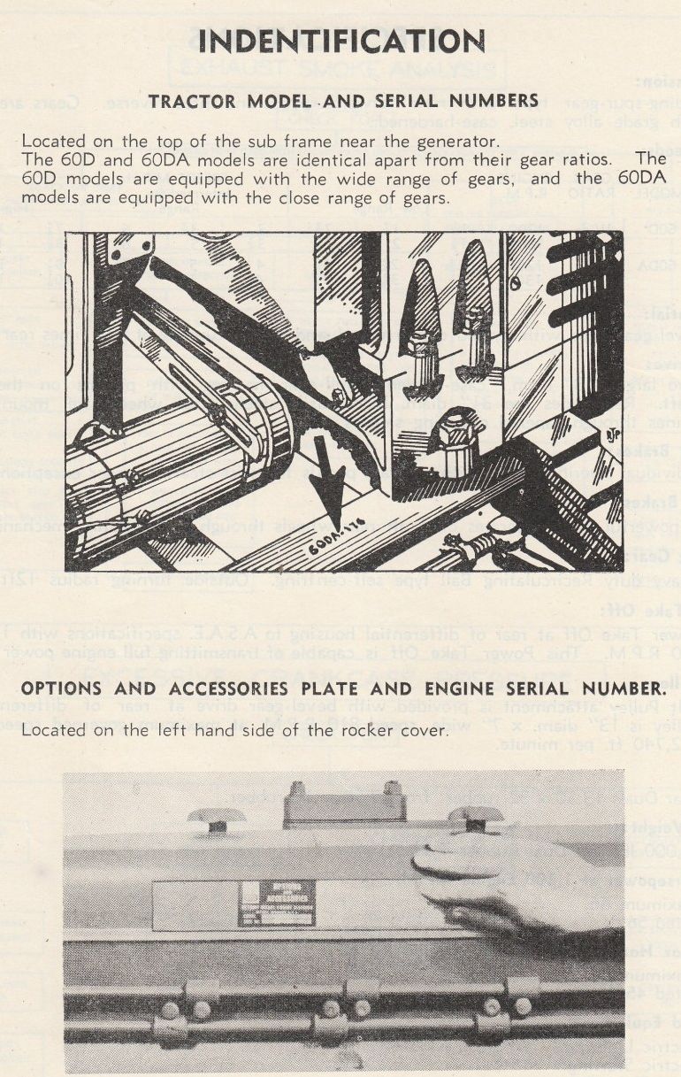 identification of Chamberlain 60DA tractor