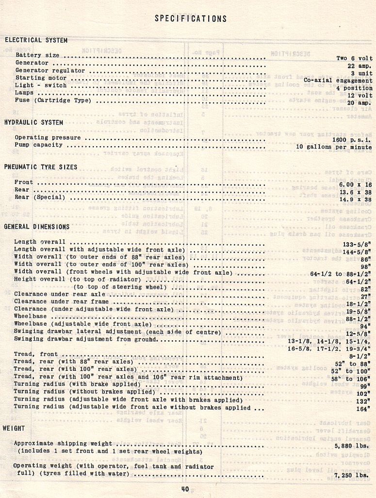left & specifications for McCormick Farmall A514 tractor