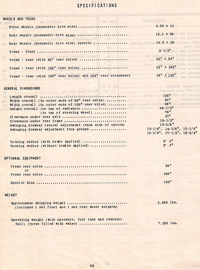 specifications for McCormick Farmall A514 tractor