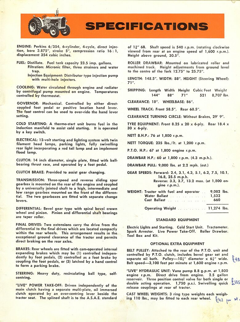 left & specifications for Chamberlain Countryman 6 tractor