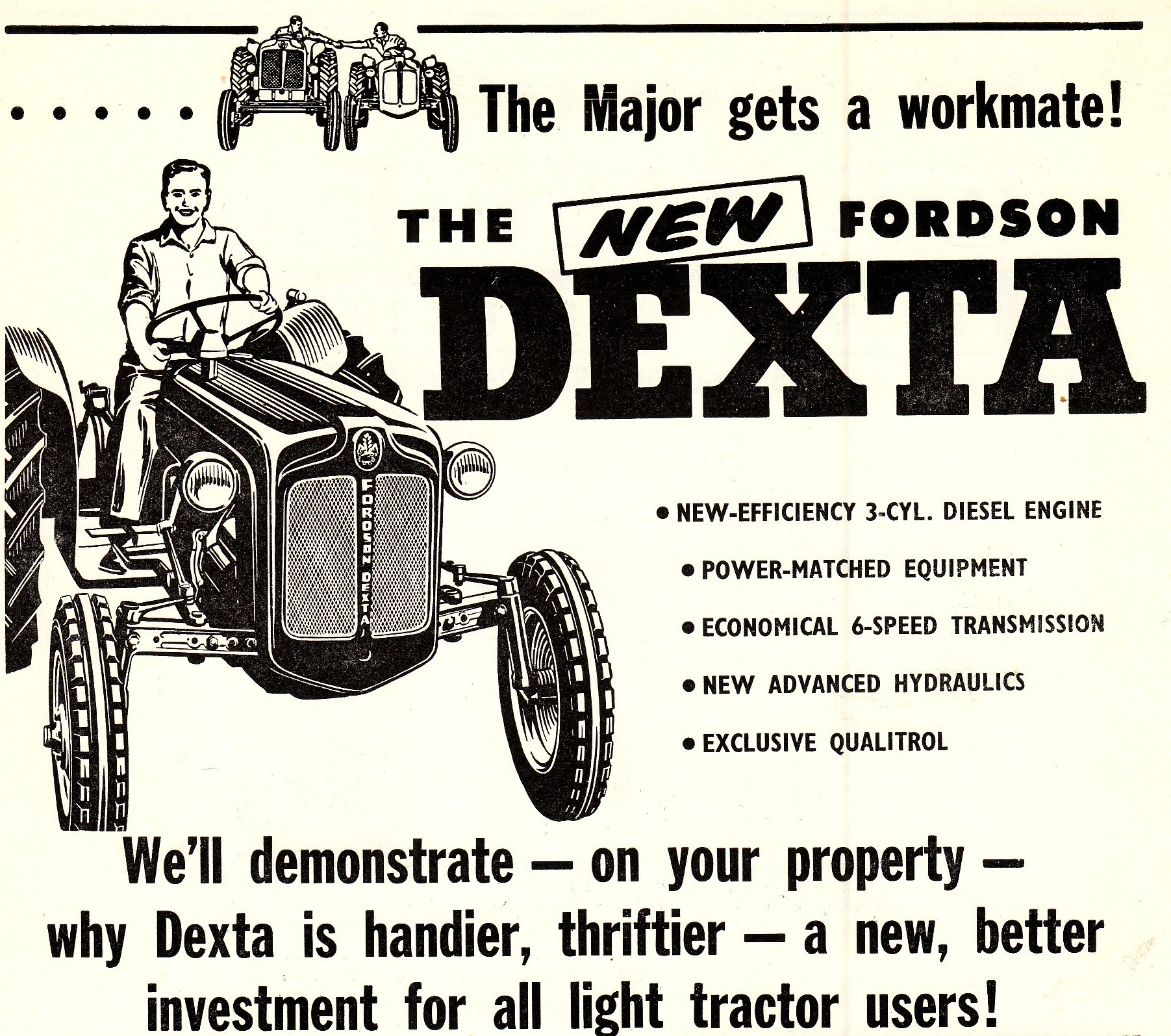 view of Fordson Dexta tractor