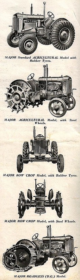 illustrations of various Fordson Major tractors