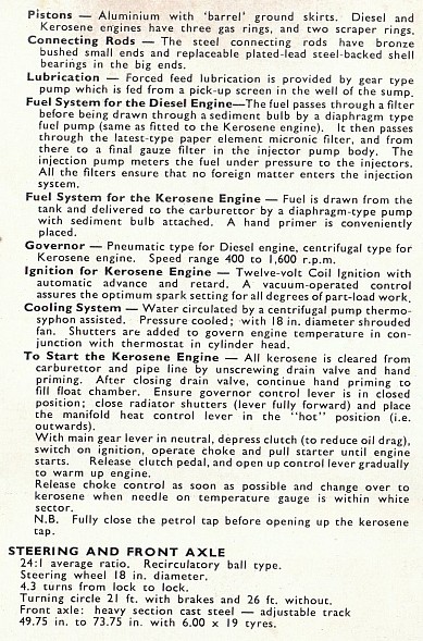 specifications of Fordson New Major tractor