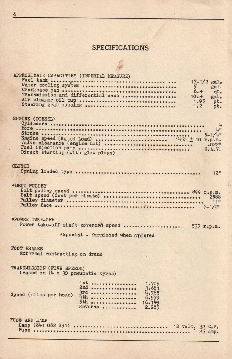 specifications for McCormick Super AWD6 tractor