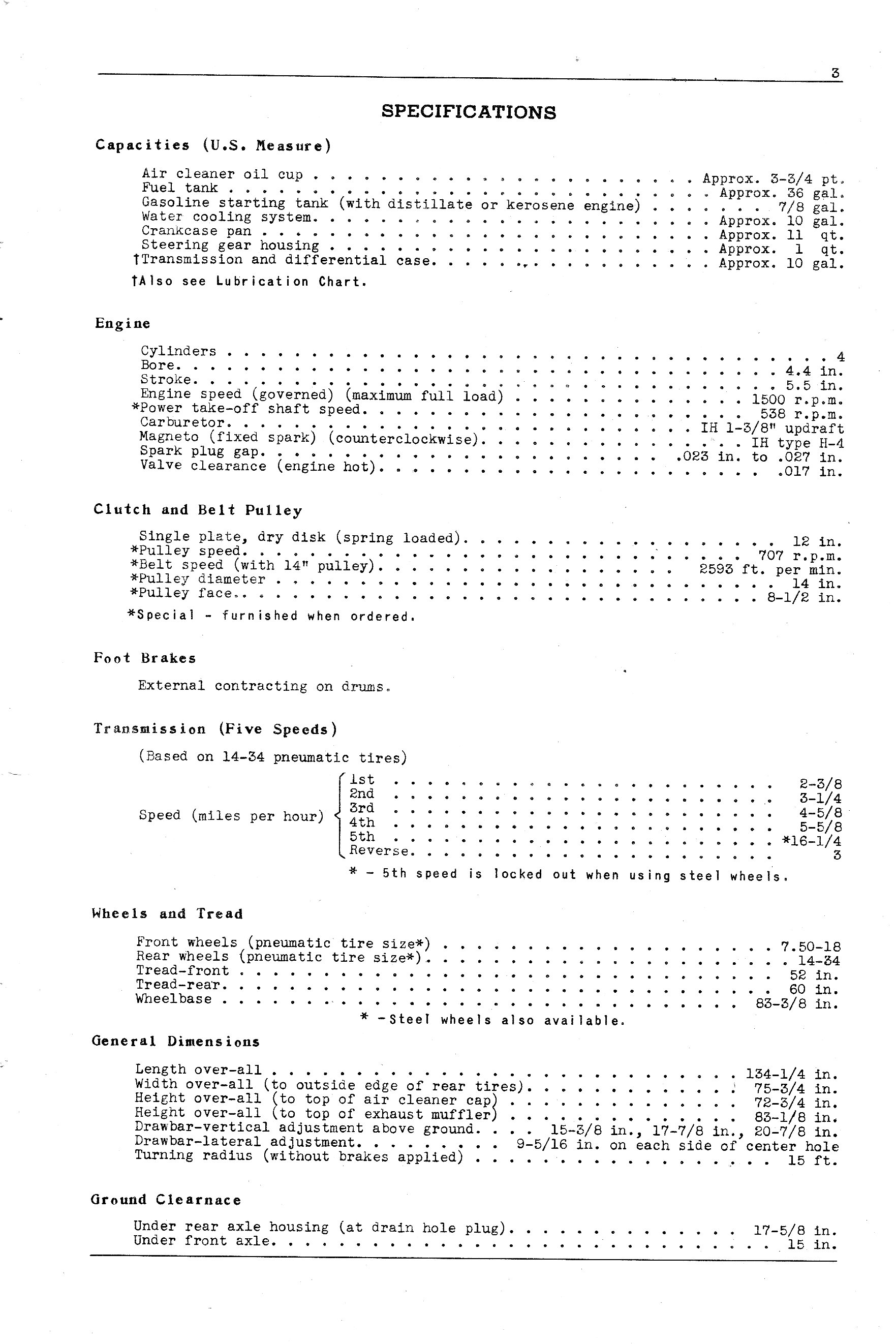 specifications for McCormick W9 tractor